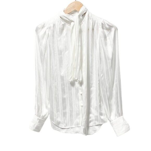Equipment EUSSEBIE REMOVABLE TIE NECK TOP Nature White - Picture 7 of 9